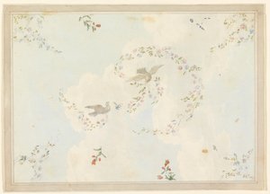 Ceiling Design with Doves and Flower Garlands, possibly for the Entrance Hall, 1815–22 by Unknown artistUnknown artist