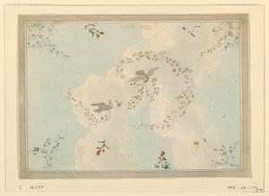 Ceiling Design with Doves and Flower Garlands, possibly for the Entrance Hall, 1815–22 by Unknown artistUnknown artist