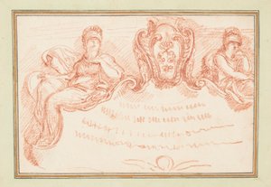 Ceiling Detail with Two Seated Figures and Escutcheon