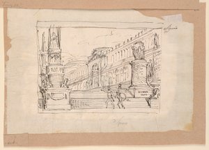 Curtain Design, Soldiers at a Flight of Steps by Unknown artistUnknown artist