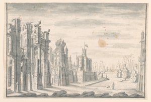 Stage Design, View of Town and Port, early 18th century by Unknown artistUnknown artist