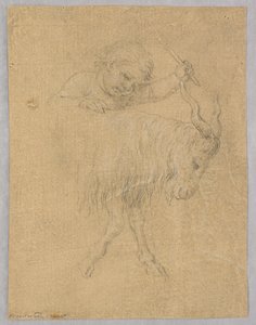A Boy Driving a Goat by Unknown artist