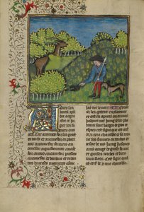 A Hunter and a Dog Examining a Deer