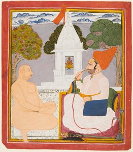 A Rathor Noble Visiting a Holy Man at a Vishnu Shrine by Unknown artist