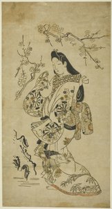 A Young Woman Walking near a Plum Tree by Unknown artist