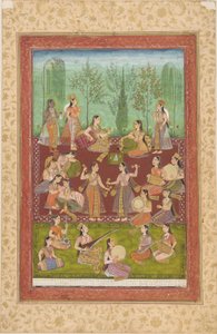 A Group of Women in a Garden, Entertaining Themselves with Music and Dancing