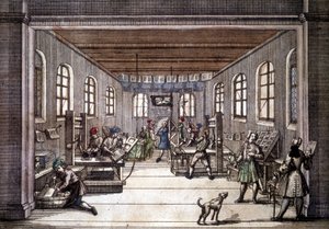 A printing shop at the beginning of the 18th century by Unknown artist