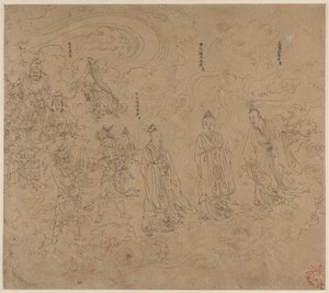 Album of Daoist and Buddhist Themes: Procession of Daoist Deities: Leaf 20 by Unknown artist
