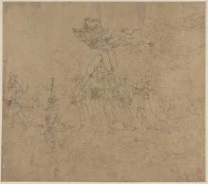 Album of Daoist and Buddhist Themes: Procession of Daoist Deities: Leaf 6 by Unknown artist