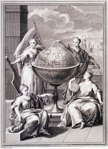 Allegory of the Exploration of the World - in Historical Journey of South America done by Order of the King of Spain, by Don Georges Juan and Don Antoine de Ulloa, Librairie du Roi, Paris by Unknown artist