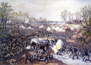 American Civil War (1861 - 1865): Battle of Shiloh or Pittsburg Landing (Tennessee) 06-07 April 1862. Engraving of the 19th century. by Unknown artist
