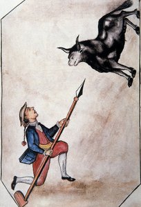 An Indian pointing from his spear a bull, from the book "Trujillo del Peru" or "Codex Martínez Compañón", by Baltazar Martinez Compañón y Bujanda, bishop of Trujillo (1782-1785) by Unknown artist
