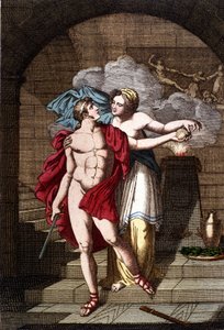 Ariadne Gives Theseus the Thread so That He Can Get Out of the Maze - in Dizionario Mitologico by Unknown artist