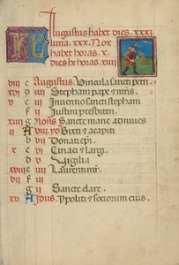 August Calendar Page; Threshing by Unknown artist