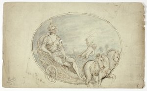 Aurora in Her Chariot (recto); Three Male Portrait Busts (verso) by Unknown artist