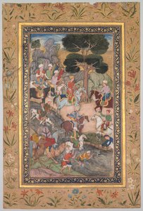 Babur Meeting with Sultan Ali Mirza at the Kohik River, from a Babur-nama (Memoirs of Babur)