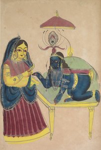 Baby Krishna Asking for Butter from Yashoda by Unknown artist