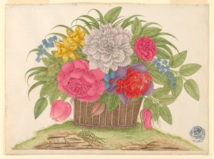 Basket of Blossoms and Leaves on Earth by Unknown artist