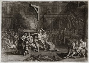 Bible of Royaumont, Old Testament: Martyrdom of the Machabees. The seven Maccabees brothers are martyred rather than betraying their own faith. Illustration from 1811 by Unknown artist