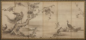 Birds, Flowers, and Trees: on the Back, Bamboo Trees by Unknown artist