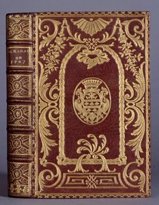 Book cover, binding with ornaments varies to the arms of the Cotte family of an almanac from 1747 by Unknown artist