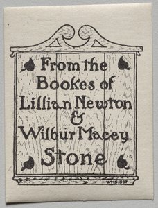 Bookplate: Lillian Newton and Wilbur Macey Stone by Unknown artist