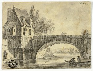 Bridge with House by Unknown artist