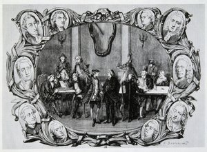 Café Procope in Paris in the 18th Century with Buffon, Gilbert, Diderot, D