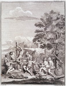 Captives sacrificed by the Antis, in Peru - in “Historical Journey of South America done by Order of the King of Spain” by Don Georges Juan & Don Antoine de Ulloa, T.II, ed. Jombert, Librairie du Roi, Paris by Unknown artist