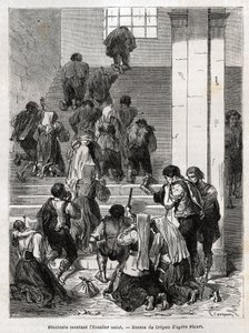 Catholic Penitents Ascending the Holy Staircase to Rome, Engraving to Illustrate the Story of Ludovic Celler