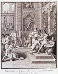 Ceremonies that the Incas observe by making knights the Princes of Their Blood - in Historical Journey of South America done by Order of the King of Spain by Don Georges Juan & Don Antoine de Ulloa, T.II, ed. Jombert, Librairie du Roi, Paris by Unknown artist