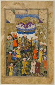 Chained Prisoners are Brought Before a King, a Scene from the Gulistan of Sa