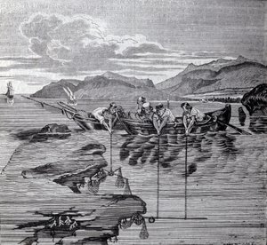 Coral fishing with the help of salaber and gear by Unknown artist