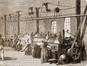 Cotton weaving workshop (1860 engraving) by Unknown artist