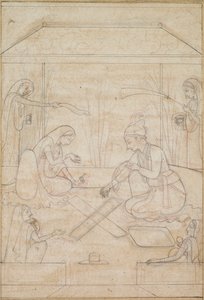 Couple Playing Chaupar on a Terrace by Unknown artist