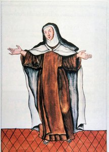 Daily life and customs of Peru: "Carmelite dechaussee" Watercolor taken from the book "Trujillo del Peru" by Baltasar Martinez Companon y Bajanda, bishop of Trujillo (1782-1785). 18th century Madrid. Biblioteca del Palacio Real by Unknown artist