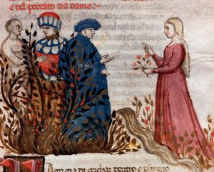 Dante meets Matelda (song 28 from Purgatory, in the Divine Comedy) - Miniature by Unknown artist