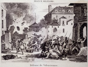Defense of Valenciennes (by the Republicans against the British and Austrians in 1794). Engraving of the 19th century