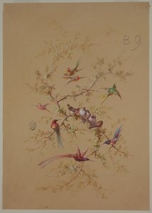 Design for Wallpaper and Textile: Flowers and Birds by Unknown artist