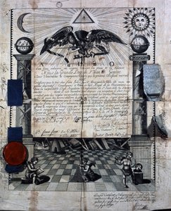 Diploma of Isaac Huit as a Companion and Master in the Royal Masonry Art, awarded in 1789 by the Grand Lodge of St-Jean in Geneva by Unknown artist