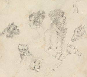 Dogs, People and Horses by Unknown artist