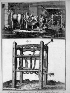 Engraving representing the farrier of the 18th century