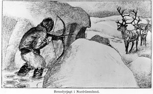 Eskimo Hunting Game with a Bow - Ervin Astrup, North Blandt Polens Naboer Kistriana