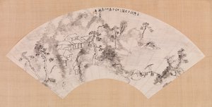 Fan - Landscape with Horse and Bridge