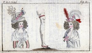 Fashion 18th Century: Hairstyle and Garter of Women Around 1788 by Unknown artist