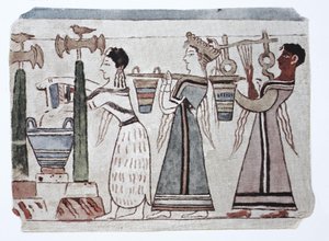 Fashion, Aegean Phoenician Culture, 2000-500 B.C. Women with Water Buckets Behind a Harpist by Unknown artist