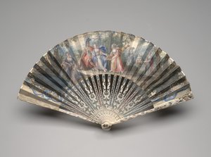 Folding fan with a classical subject, possibly an allegory of marriage, c.1750s-60s