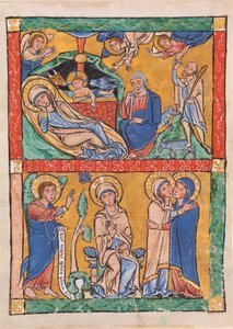 Four New Testament Scenes: The Annunciation and the Visitation (below); The Nativity and Annunciation to the Shepherd (above) by Unknown artist
