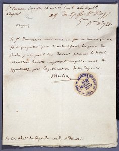 French Revolution: handwritten letter dated 26/02/1793 from a denomme Merlin on the capture of the city of Breda in Holland on 24 February by General Dumouriez by Unknown artist