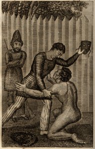 Friday is Thrown into the Arms of Robinson Crusoe (Engraving in 